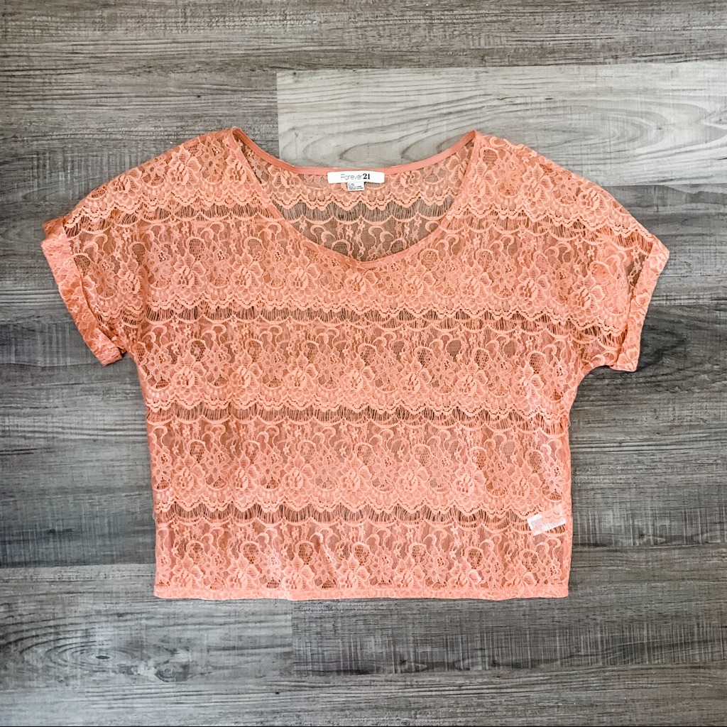 Coral Lace Top